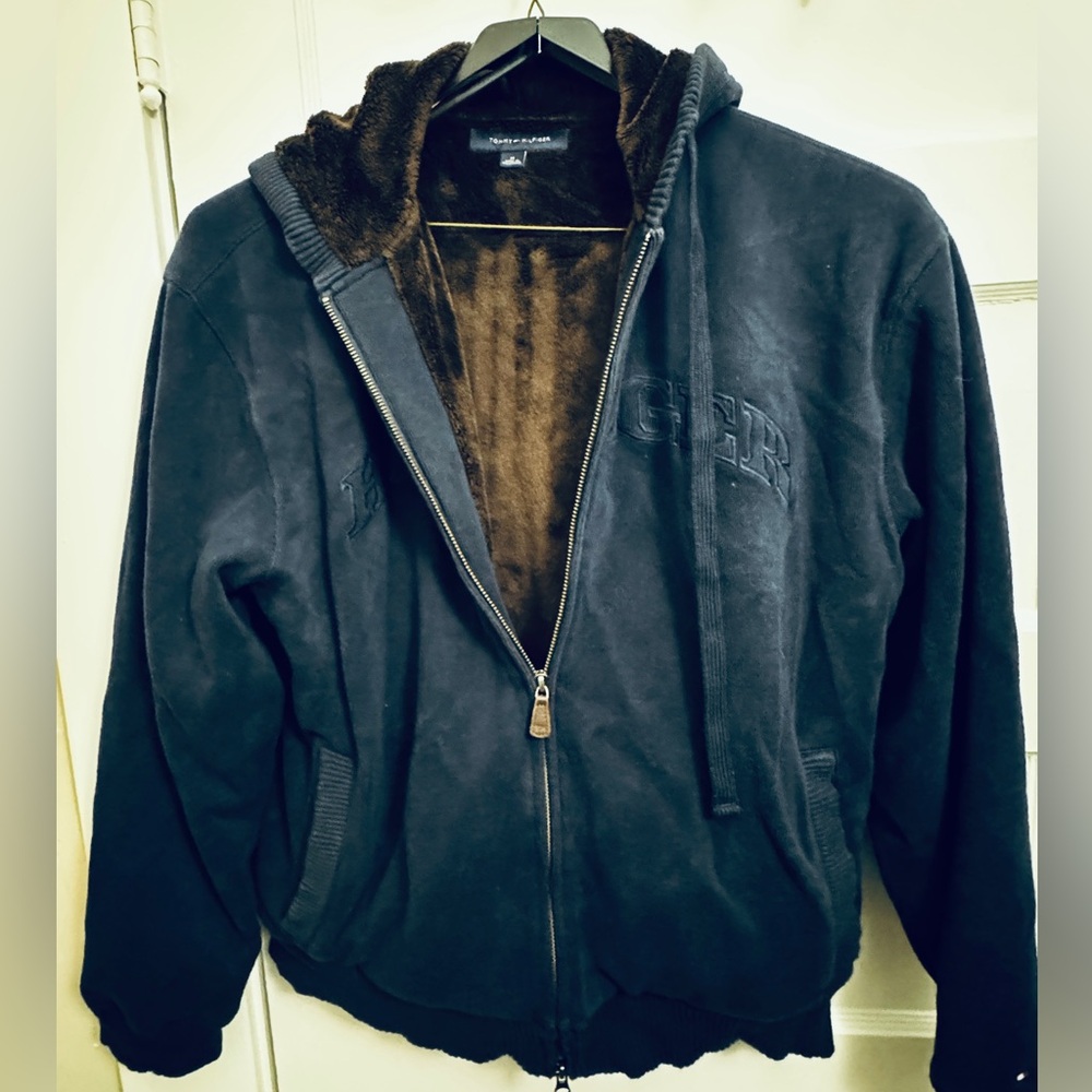 Tommy Hilfiger Heavy Sherpa-Lined Zip Hoodie Navy- Sz M